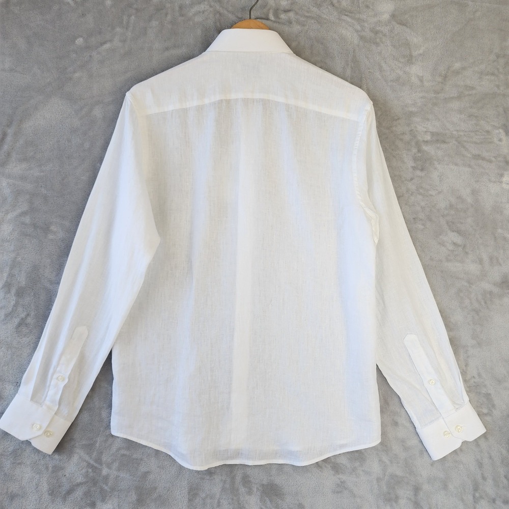 Collars & Co Linen Shirt Mens Size Small White Toscano Button Up 100% NEW NWT - Picture 5 of 9